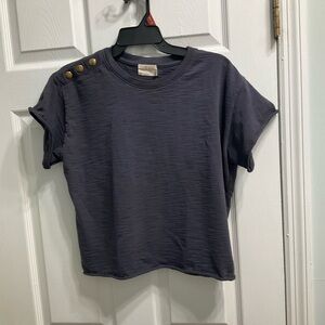 Nation LTD Cropped Short Sleeve Boxy Fit Washed Grey Top SzXS